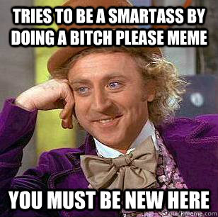 Tries to be a smartass by doing a Bitch Please meme You must be new here  Condescending Wonka