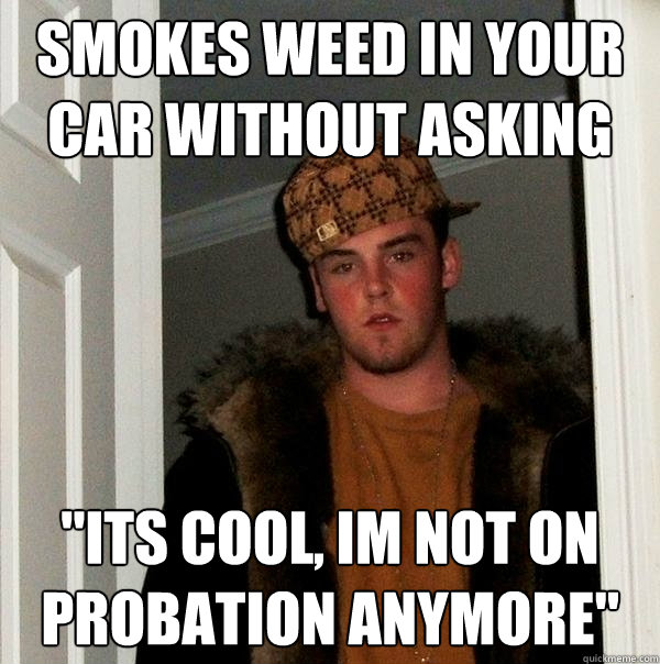 smokes weed in your car without asking 