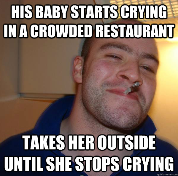 his baby starts crying in a crowded restaurant takes her outside until she stops crying - his baby starts crying in a crowded restaurant takes her outside until she stops crying  Misc