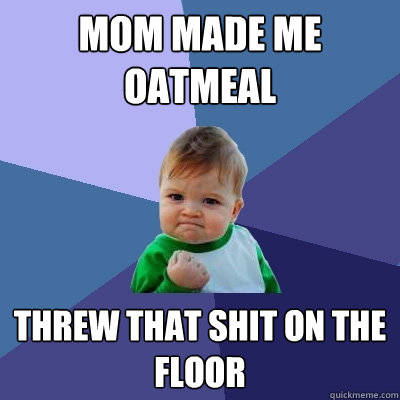 Mom made me oatmeal threw that shit on the floor  Success Kid