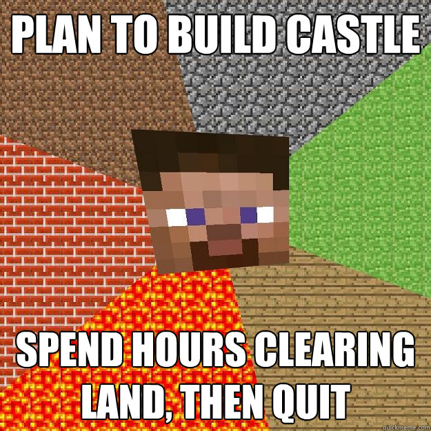 plan to build castle spend hours clearing land, then quit  Minecraft