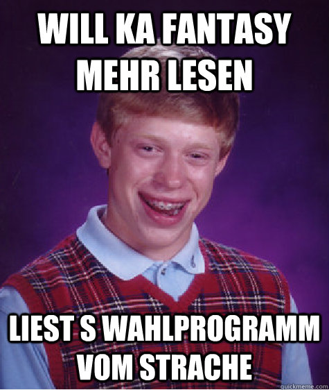 Will ka Fantasy mehr lesen liest s wahlprogramm vom strache   Bad Luck Brian