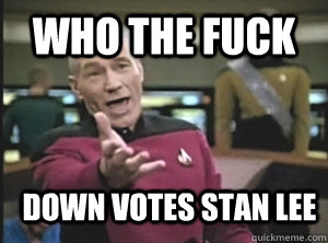 Who the fuck Down votes Stan lee  Annoyed Picard