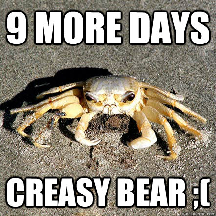 9 more days creasy bear ;( - 9 more days creasy bear ;(  Confession Crab