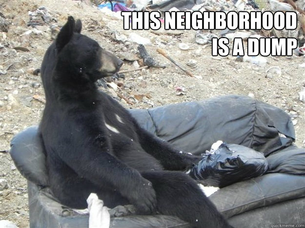 This neighborhood
is a dump  - This neighborhood
is a dump   Sudden Realization Bear