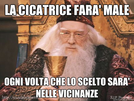 la cicatrice fara' male ogni volta che lo scelto sara' nelle vicinanze  Drew Dumbledore