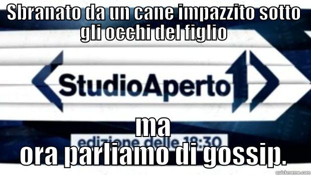 SBRANATO DA UN CANE IMPAZZITO SOTTO GLI OCCHI DEL FIGLIO MA ORA PARLIAMO DI GOSSIP. Misc