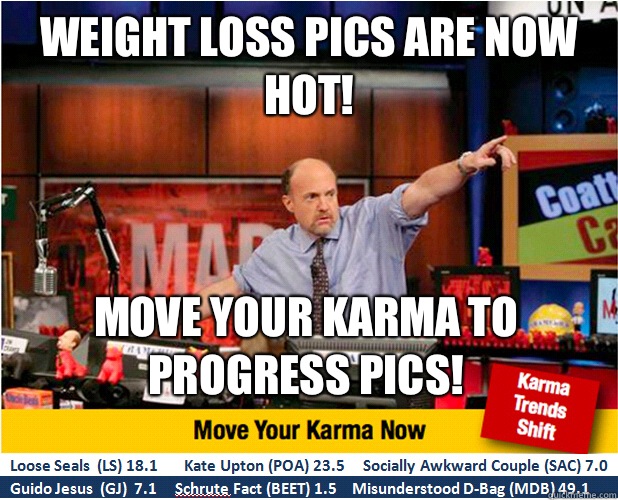 WEIGHT LOSS PICS ARE NOW HOT! MOVE YOUR KARMA TO PROGRESS PICS!  Jim Kramer with updated ticker