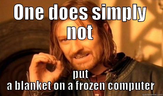 ONE DOES SIMPLY NOT PUT A BLANKET ON A FROZEN COMPUTER Boromir