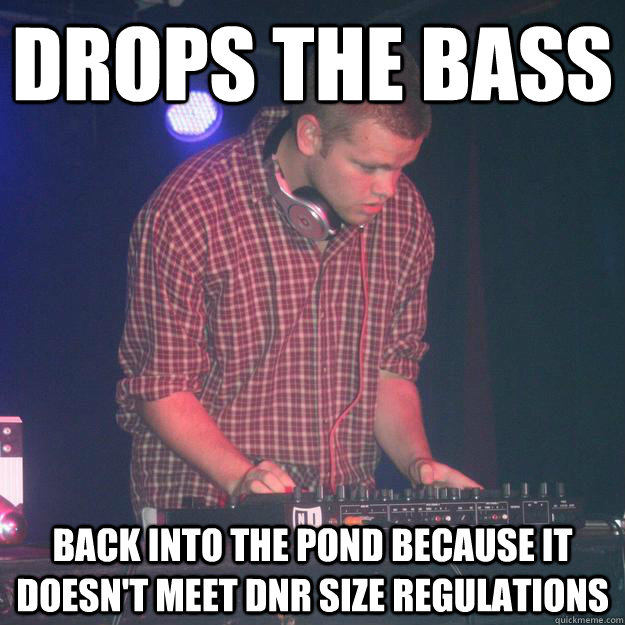 Drops the BASS Back into the pond because it doesn't meet DNR size regulations  