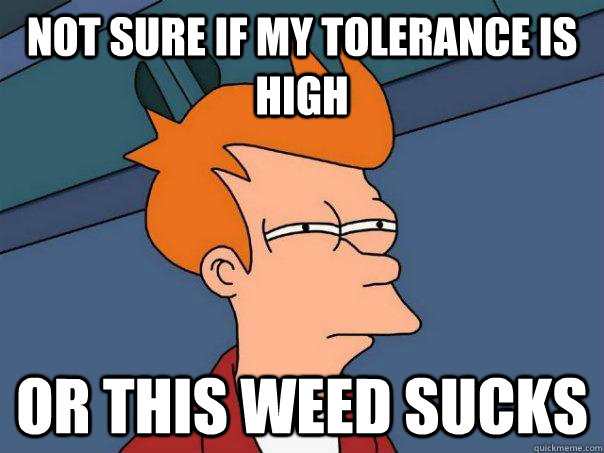 not sure if my tolerance is high or this weed sucks   Futurama Fry