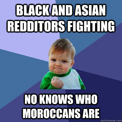 black and asian redditors fighting no knows who moroccans are   Success Kid