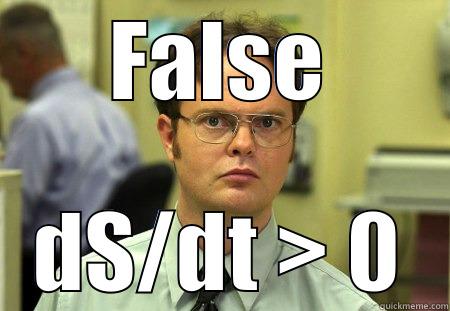 2nd law of Thermodynamics - FALSE DS/DT > 0 Schrute