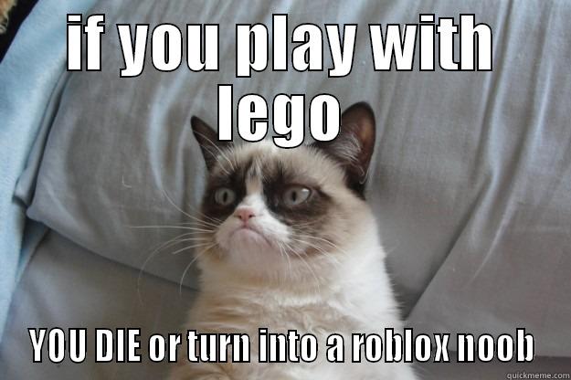 if you play with lego   YOU DIE or turn into a roblox noob - IF YOU PLAY WITH LEGO YOU DIE OR TURN INTO A ROBLOX NOOB Grumpy Cat