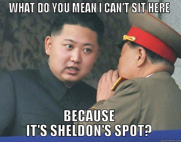 WHAT DO YOU MEAN I CAN'T SIT HERE BECAUSE IT'S SHELDON'S SPOT? Hungry Kim Jong Un