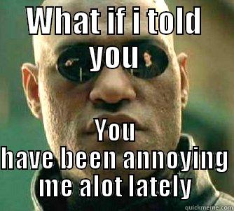 WHAT IF I TOLD YOU YOU HAVE BEEN ANNOYING ME ALOT LATELY Matrix Morpheus