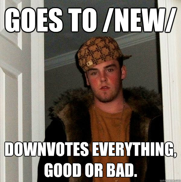 Goes to /new/ downvotes everything, good or bad.  Scumbag Steve