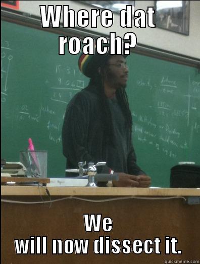 WHERE DAT ROACH? WE WILL NOW DISSECT IT. Rasta Science Teacher