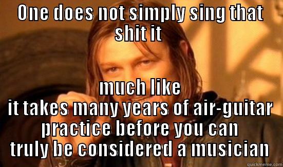 ONE DOES NOT SIMPLY SING THAT SHIT IT  MUCH LIKE IT TAKES MANY YEARS OF AIR-GUITAR PRACTICE BEFORE YOU CAN TRULY BE CONSIDERED A MUSICIAN Boromir