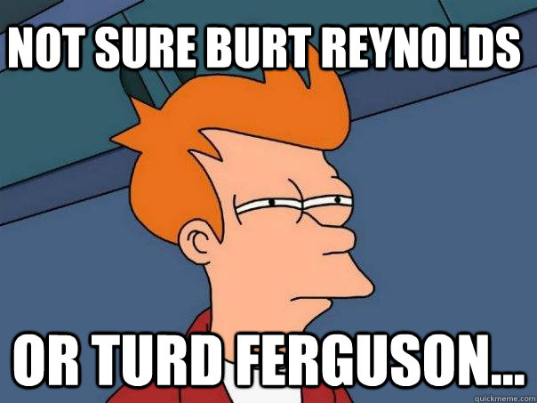 Not sure Burt Reynolds Or Turd Ferguson...  Futurama Fry