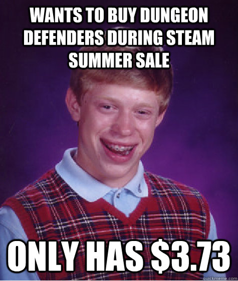 Wants to buy Dungeon Defenders during Steam Summer Sale Only has $3.73  Bad Luck Brian