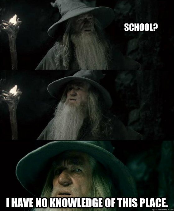 School? I have no knowledge of this place.  Confused Gandalf