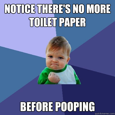 Notice there's no more toilet paper before pooping  Success Kid