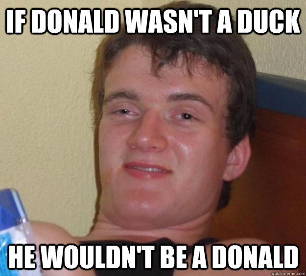 if donald wasn't a duck he wouldn't be a donald  10 Guy