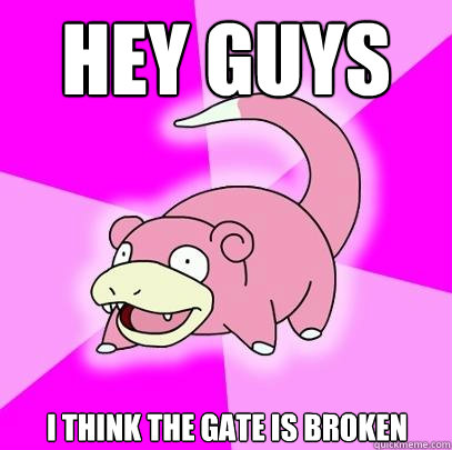 Hey guys I think the gate is broken - Hey guys I think the gate is broken  Slowpoke