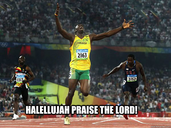 HALELLUJAH PRAISE THE LORD!  Black man celebrating