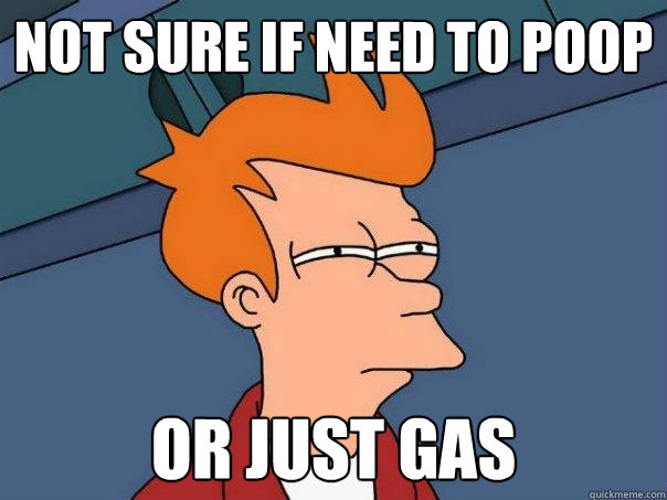 not sure if need to poop or just gas  Futurama Fry