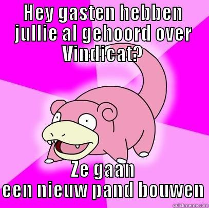 HEY GASTEN HEBBEN JULLIE AL GEHOORD OVER VINDICAT? ZE GAAN EEN NIEUW PAND BOUWEN Slowpoke