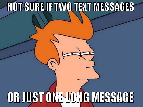 NOT SURE IF TWO TEXT MESSAGES OR JUST ONE LONG MESSAGE Futurama Fry