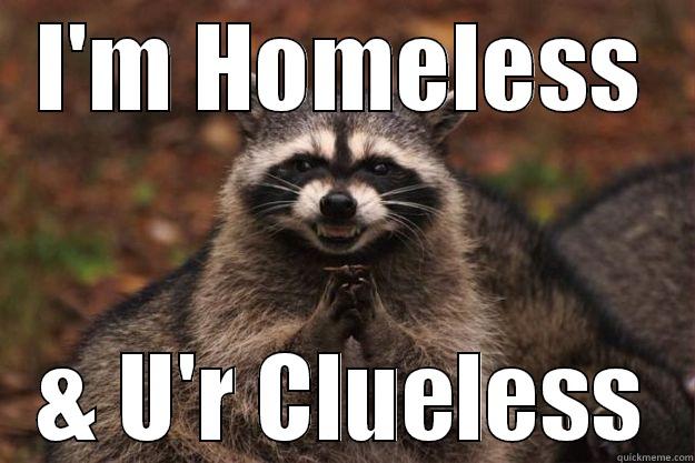 I'M HOMELESS & U'R CLUELESS Evil Plotting Raccoon