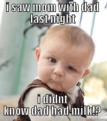 I SAW MOM WITH DAD LAST NIGHT I DIDNT KNOW DAD HAD MILK!? skeptical baby