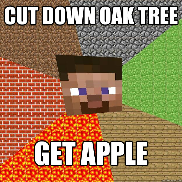 Cut down oak tree Get apple - Cut down oak tree Get apple  Minecraft