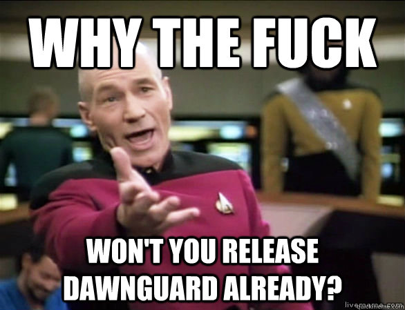 why the fuck won't you release dawnguard already?  Annoyed Picard HD