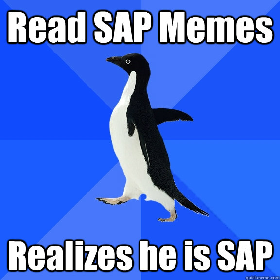 Read SAP Memes Realizes he is SAP - Read SAP Memes Realizes he is SAP  Socially Awkward Penguin