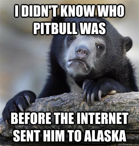 I didn't know who pitbull was before the internet sent him to alaska  Confession Bear