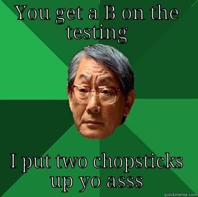 asian dude  - YOU GET A B ON THE TESTING I PUT TWO CHOPSTICKS UP YO ASSS High Expectations Asian Father