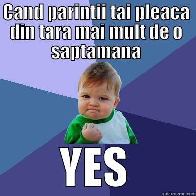 CAND PARINTII TAI PLEACA DIN TARA MAI MULT DE O SAPTAMANA YES Success Kid