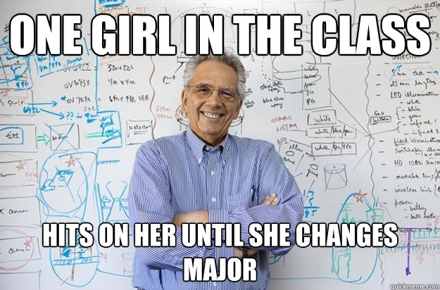 one girl in the class hits on her until she changes major  Engineering Professor