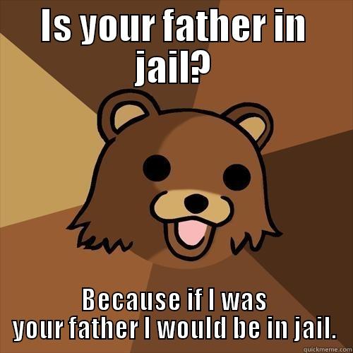 IS YOUR FATHER IN JAIL? BECAUSE IF I WAS YOUR FATHER I WOULD BE IN JAIL. Pedobear