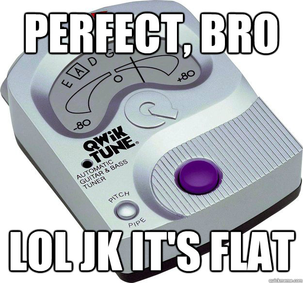 Perfect, Bro LOL JK it's flat  Scumbag Guitar Tuner