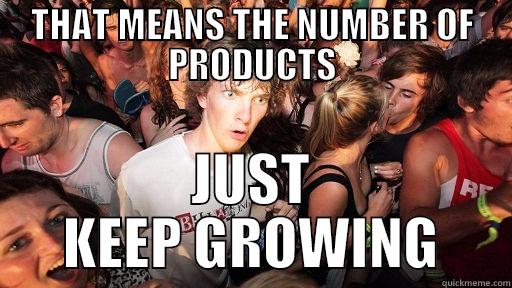 THAT MEANS THE NUMBER OF PRODUCTS JUST KEEP GROWING Sudden Clarity Clarence