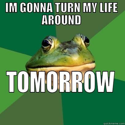 IM GONNA TURN MY LIFE AROUND TOMORROW Foul Bachelor Frog