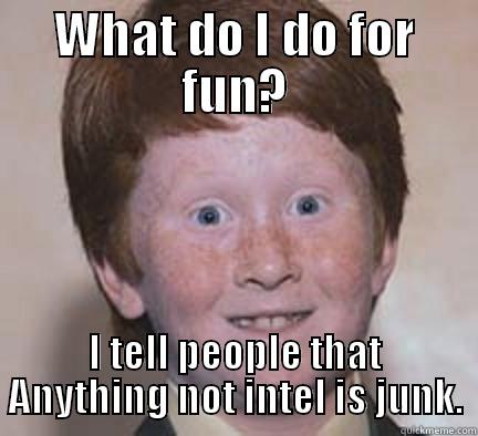 intel swag - WHAT DO I DO FOR FUN? I TELL PEOPLE THAT ANYTHING NOT INTEL IS JUNK. Over Confident Ginger