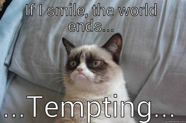 IF I SMILE, THE WORLD ENDS... ...TEMPTING... Grumpy Cat