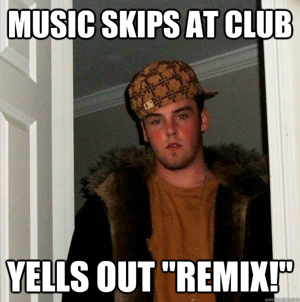 Music skips at club yells out 