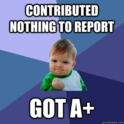 Contributed nothing to report Got a+ - Contributed nothing to report Got a+  Success Kid